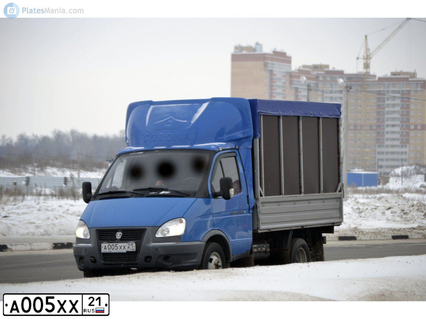 Фото автомобиля GAZ 3302 EL, 2011 — госномер А005ХХ21. Цвет: синий