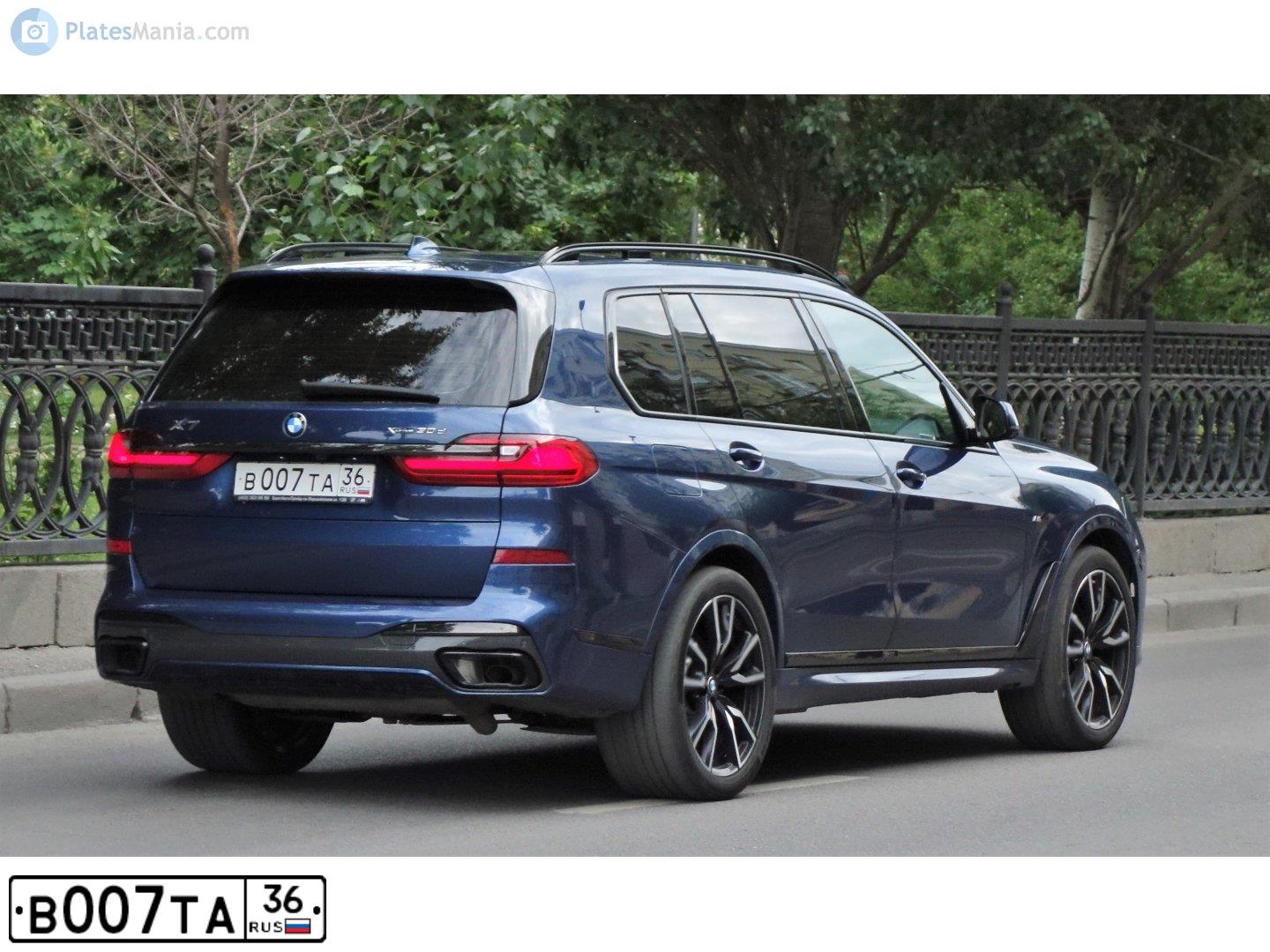 Фото автомобиля AUDI Q7, 2016 — госномер В007ТА36. Цвет: ЧЕРНО-СИНИЙ