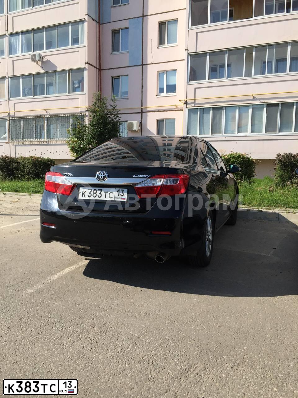 Фото автомобиля TOYOTA CAMRY, 2014 — госномер К383ТС13. Цвет: ЧЕРНЫЙ МЕТАЛЛИК