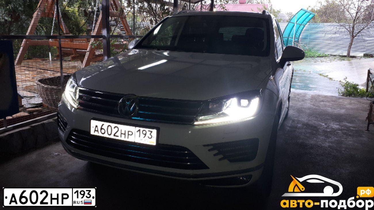 Фото автомобиля VOLKSWAGEN TOUAREG, 2016 — госномер А602НР193. Цвет: Белый