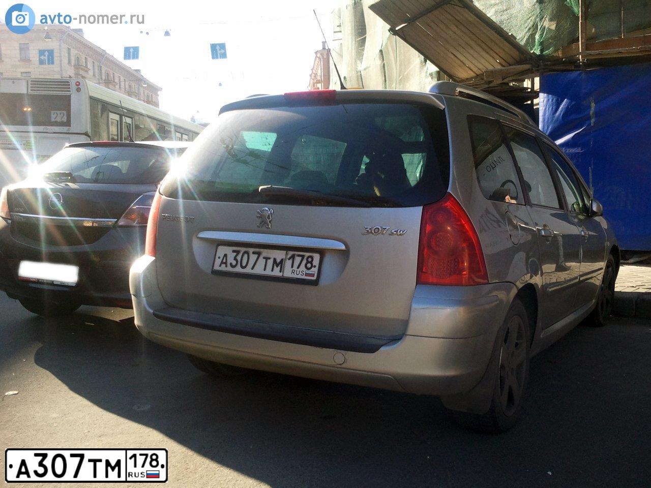 Фото автомобиля PEUGEOT 307, 2007 — госномер Р207КС178. Цвет: СЕРЫЙ