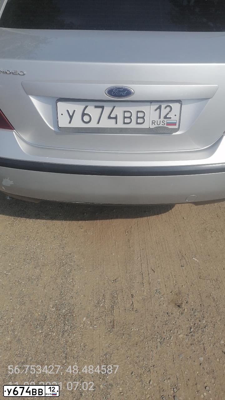 Фото автомобиля FORD MONDEO, 2001 — госномер У674ВВ12. Цвет: СЕРЕБРИСТЫЙ