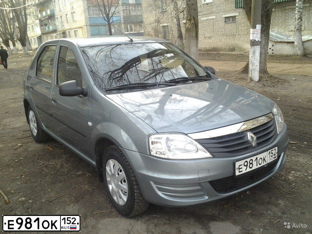 Фото автомобиля RENAULT LOGAN, 2011 — госномер Е981ОК152. Цвет: СИНИЙ