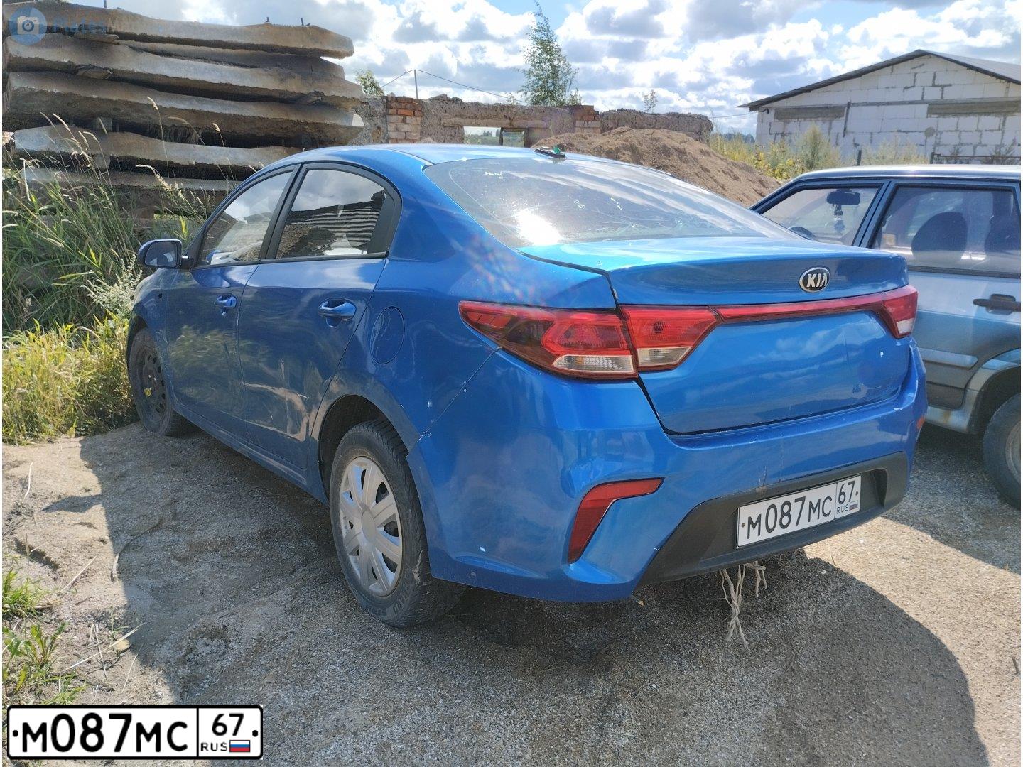 Фото автомобиля KIA RIO, 2017 — госномер М087МС67. Цвет: СИНИЙ