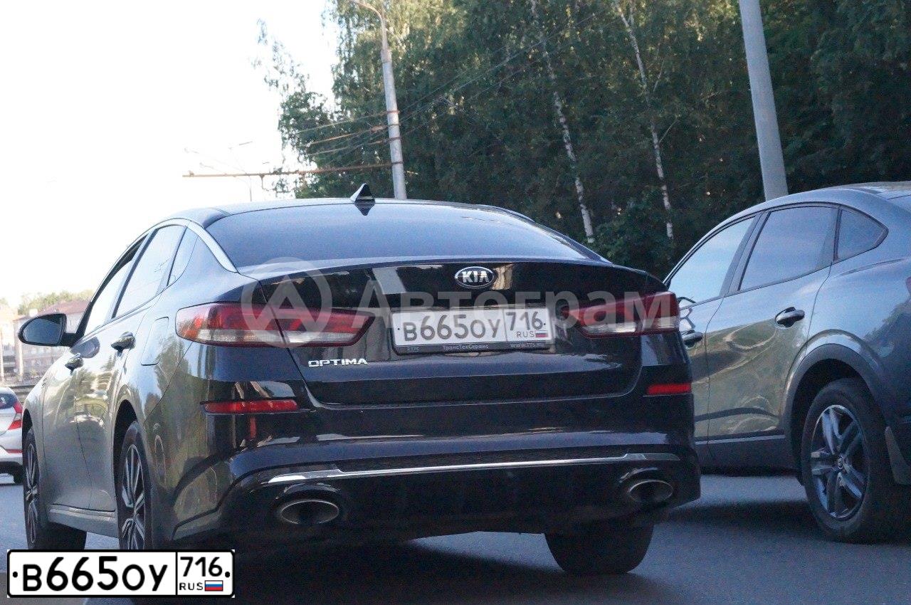 Фото автомобиля KIA MAGENTIS / OPTIMA, 2018 — госномер В665ОУ716. Цвет: ЧЕРНЫЙ