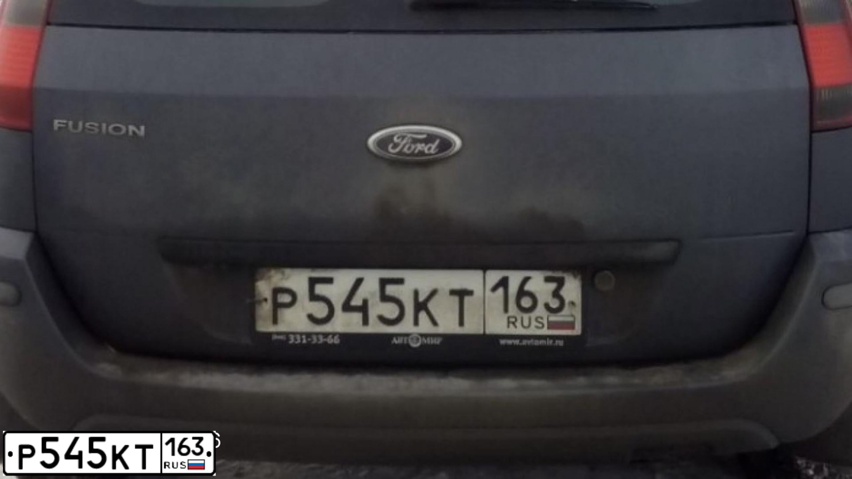 Фото автомобиля FORD FUSION, 2005 — госномер Р545КТ163. Цвет: ТЕМНО-СЕРЫЙ
