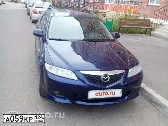 Фото автомобиля MAZDA 6, 2003 — госномер А059КР124. Цвет: синий