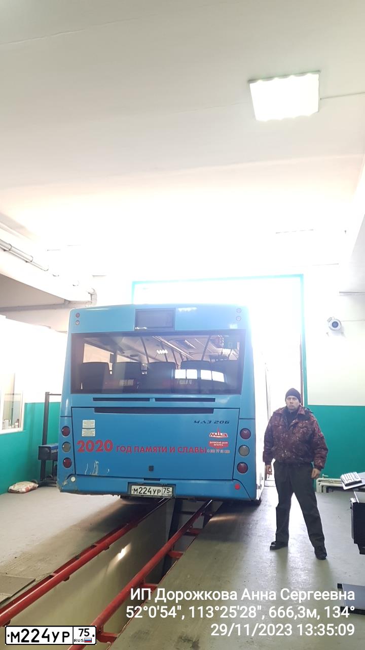Фото автомобиля MAZ 206 - 226, 2020 — госномер М224УР75. Цвет: СЕРО-ГОЛУБОЙ