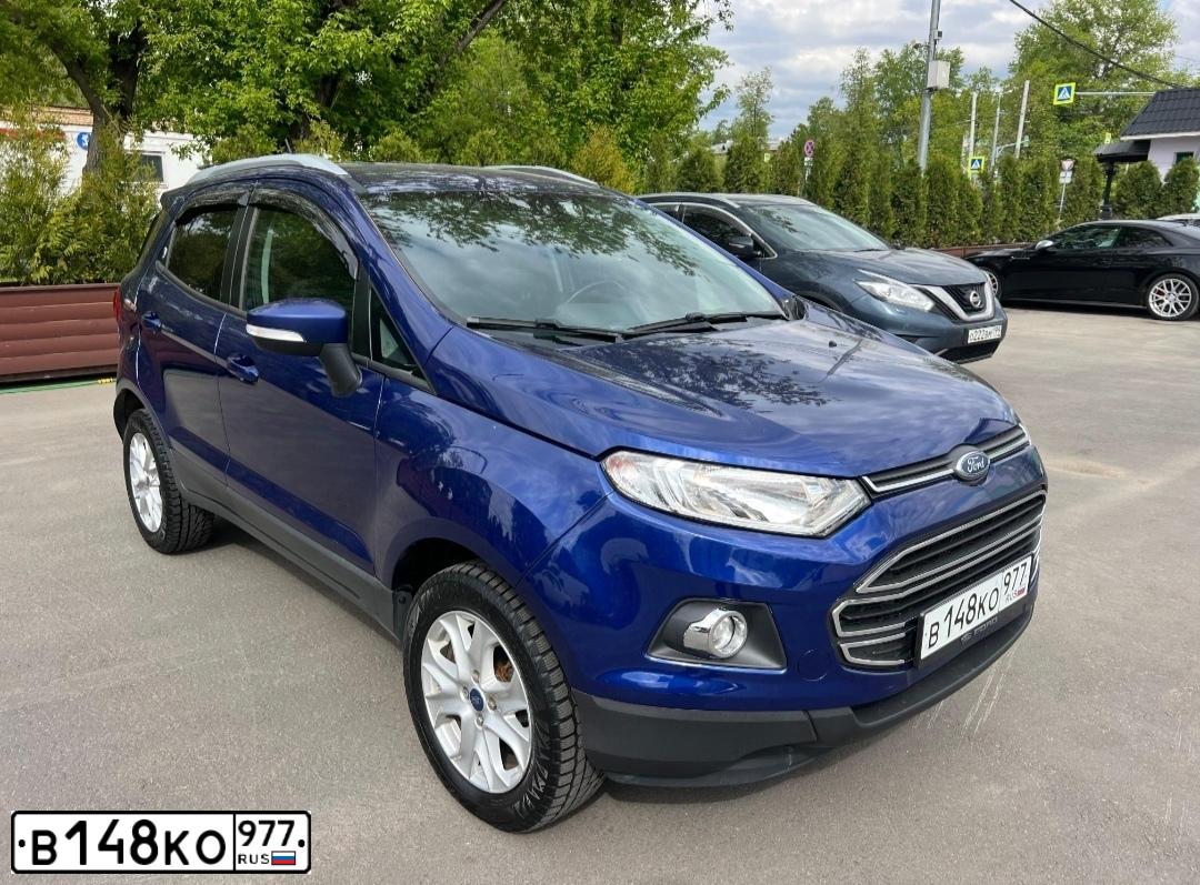 Фото автомобиля FORD ECOSPORT, 2018 — госномер В148КО977. Цвет: синий