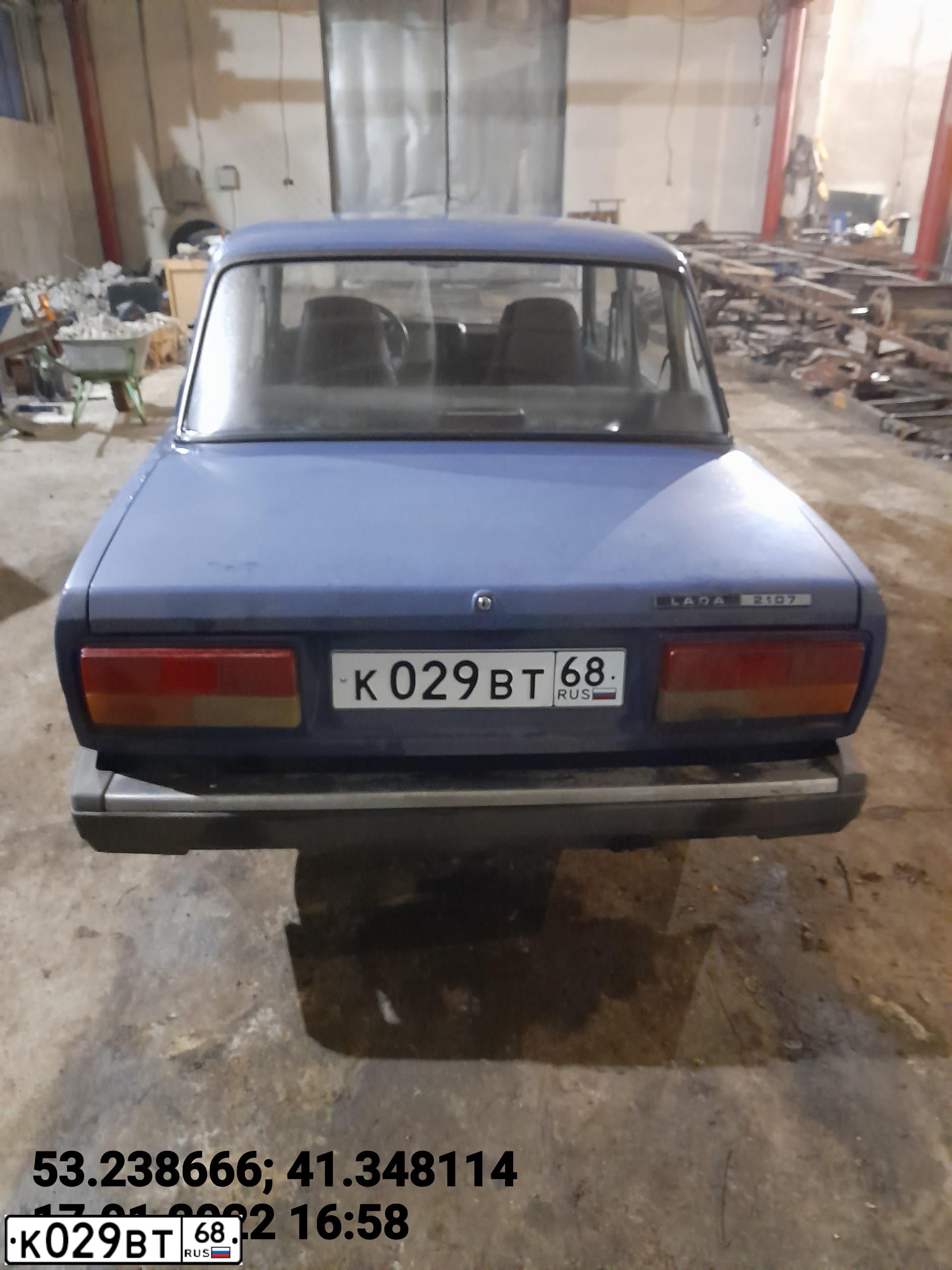 Фото автомобиля LADA 2107, 2007 — госномер М555ВК68. Цвет: синий