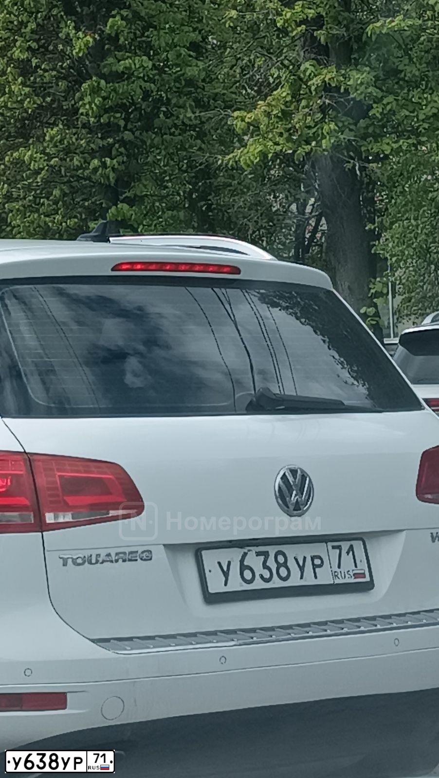 Фото автомобиля VOLKSWAGEN TOUAREG, 2012 — госномер У638УР71. Цвет: Белый