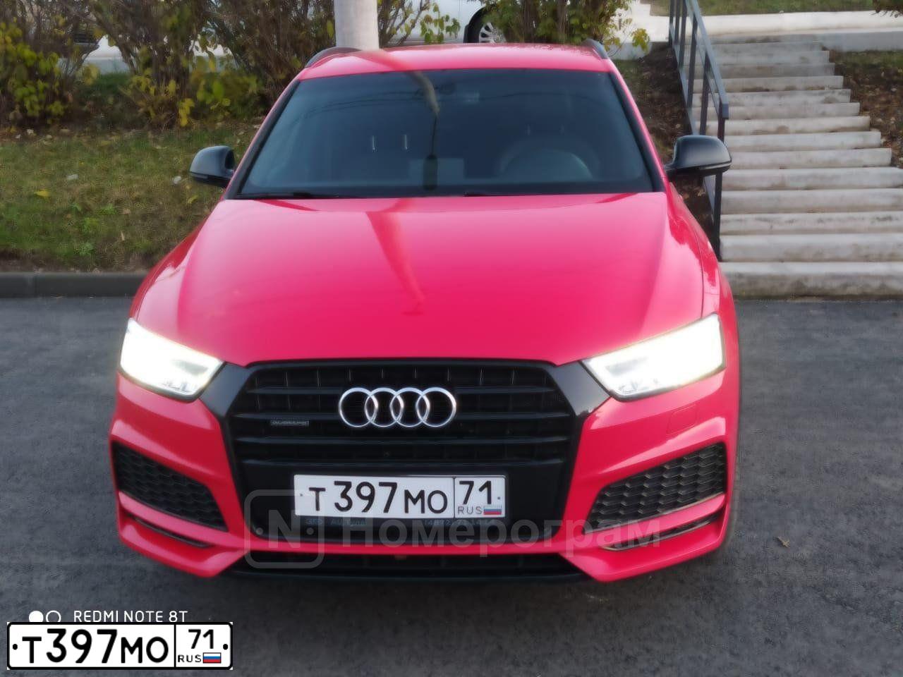 Фото автомобиля AUDI Q3, 2018 — госномер К714ВУ774. Цвет: Красный
