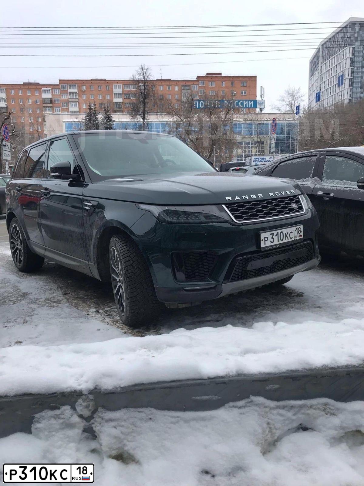 Фото автомобиля LANDROVER RANGE ROVER SPORT, 2018 — госномер Р310КС18. Цвет: Темно-зеленый