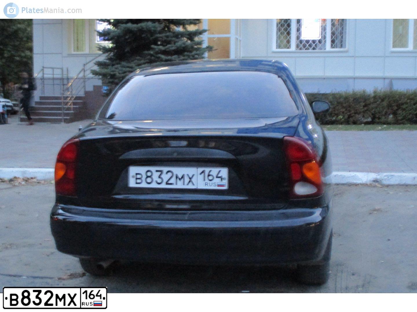 Фото автомобиля ZAZ LANOS, 2007 — госномер В832МХ164. Цвет: ЧЕРНЫЙ