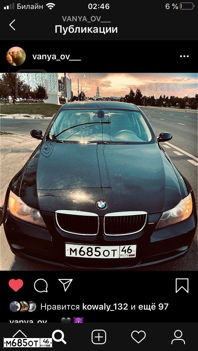 Фото автомобиля BMW SERIE 3, 2007 — госномер М685ОТ46. Цвет: ЧЕРНЫЙ