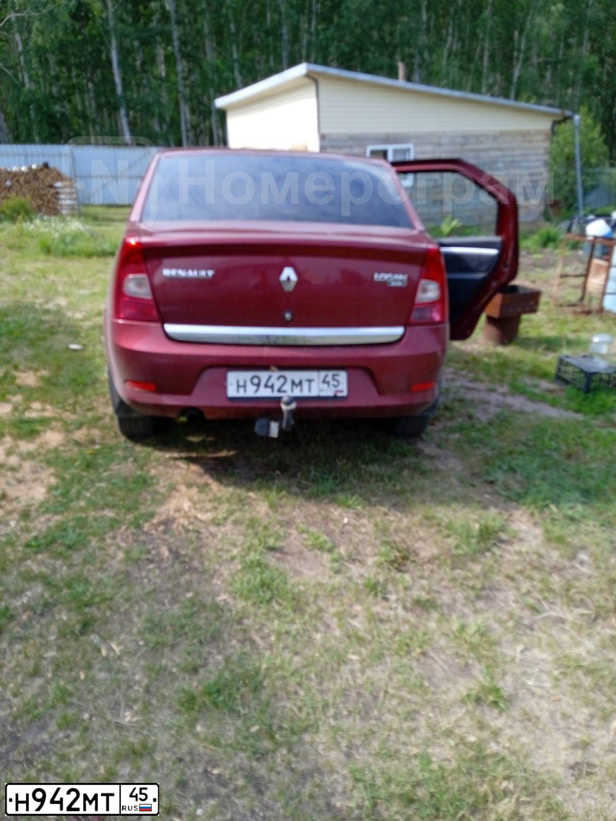 Фото автомобиля RENAULT LOGAN, 2010 — госномер Н942МТ45. Цвет: Красный