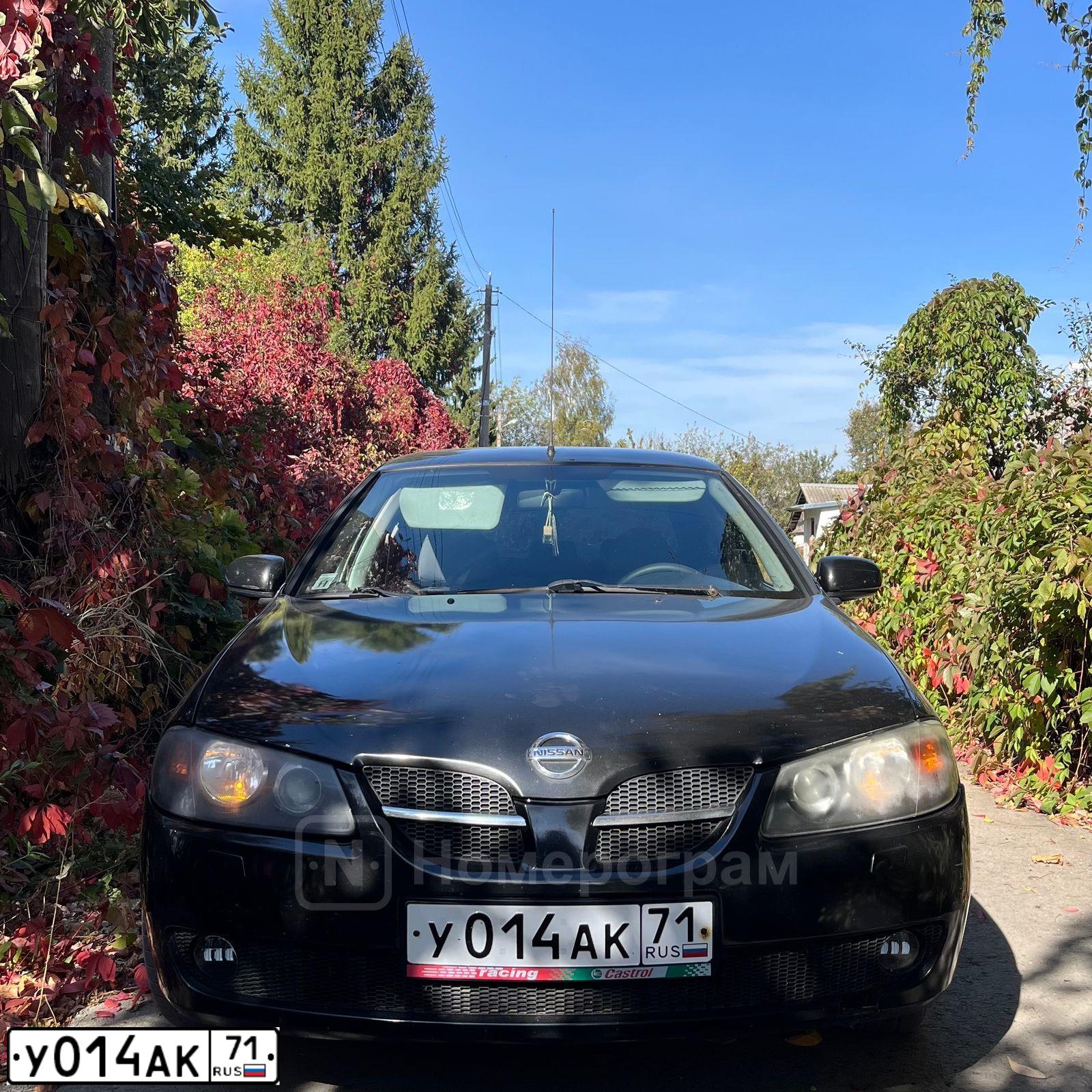 Фото автомобиля NISSAN ALMERA, 2005 — госномер У014АК71. Цвет: ЧЕРНЫЙ