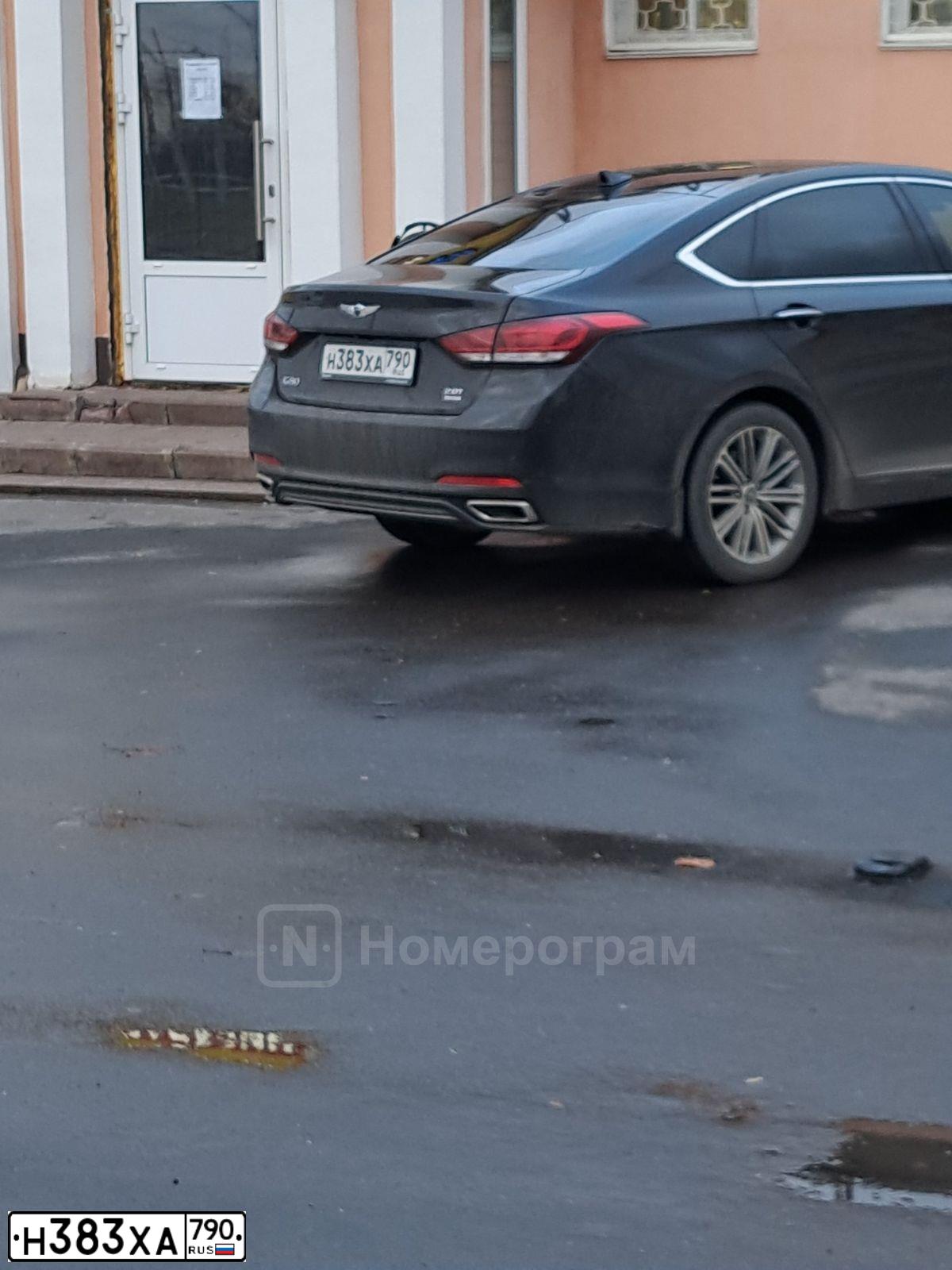 Фото автомобиля HYUNDAI GENESIS, 2019 — госномер Н383ХА790. Цвет: ЧЕРНЫЙ