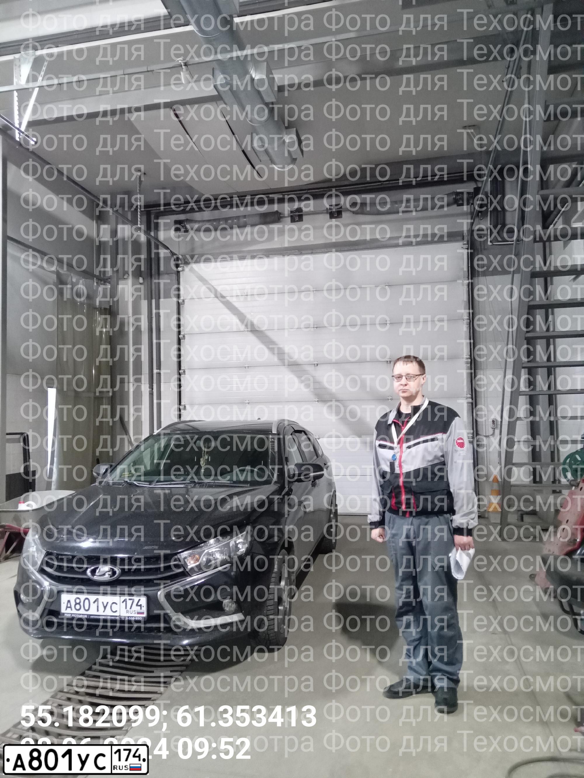 Фото автомобиля LADA VESTA, 2020 — госномер А801УС174. Цвет: ЧЕРНЫЙ