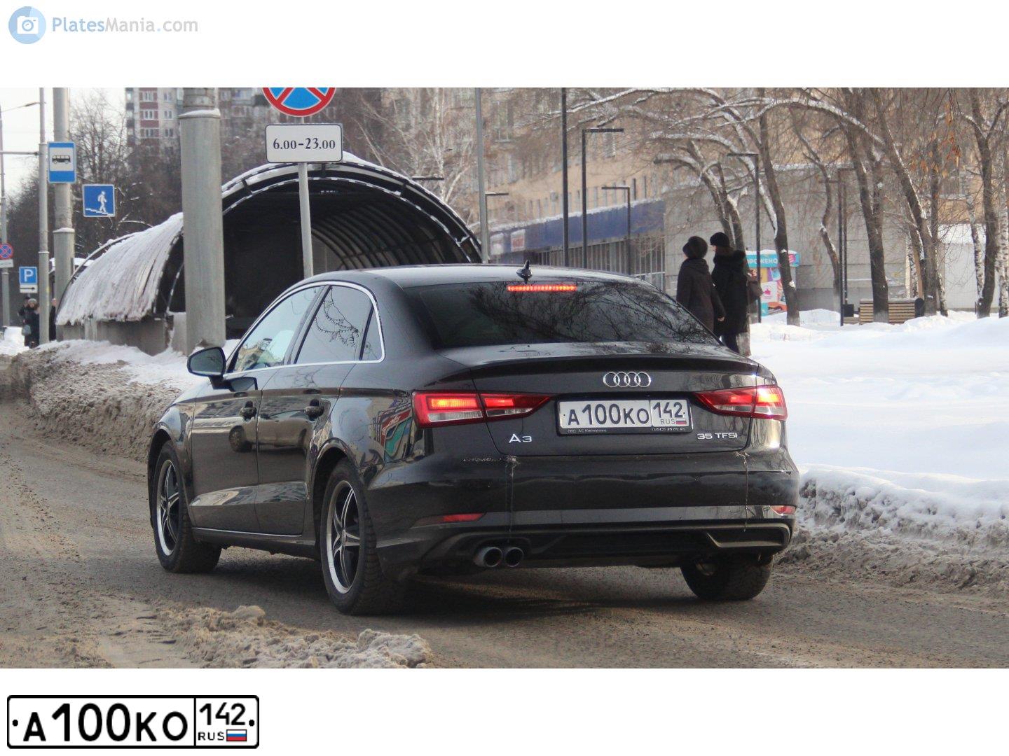 Фото автомобиля AUDI A3, 2018 — госномер А100КО142. Цвет: ЧЕРНЫЙ