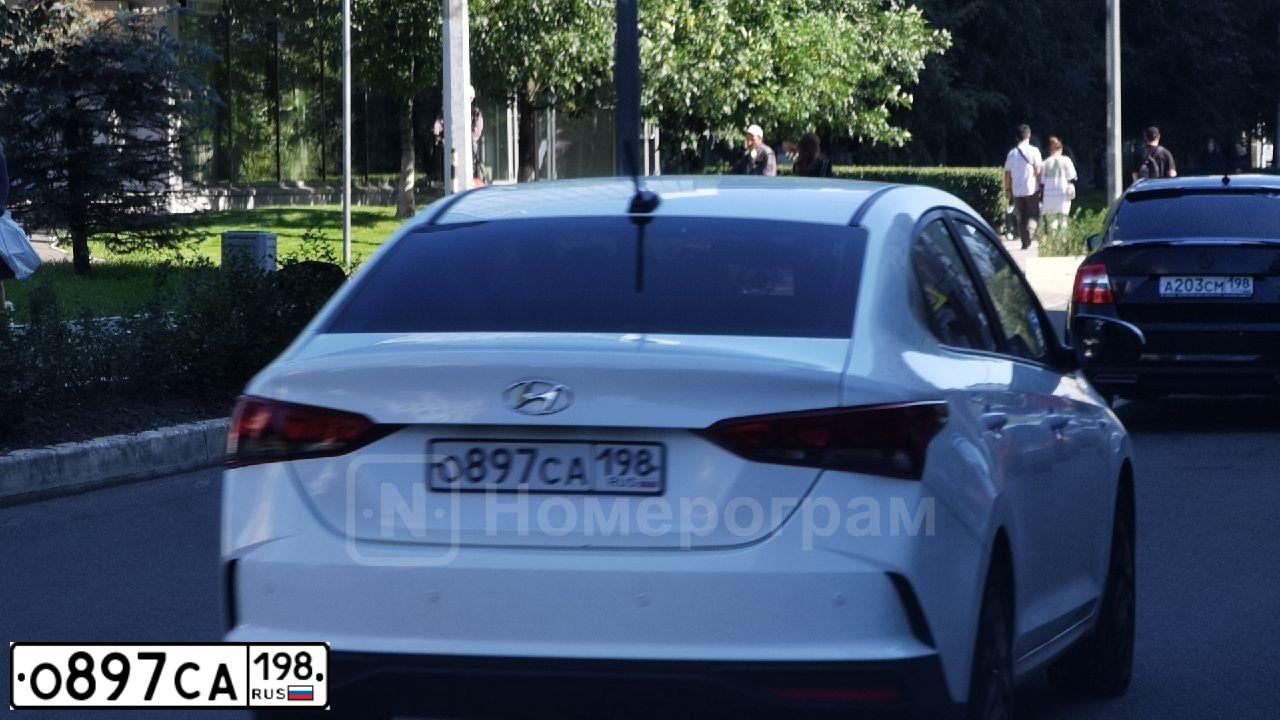 Фото автомобиля HYUNDAI SOLARIS, 2020 — госномер О897СА198. Цвет: Белый