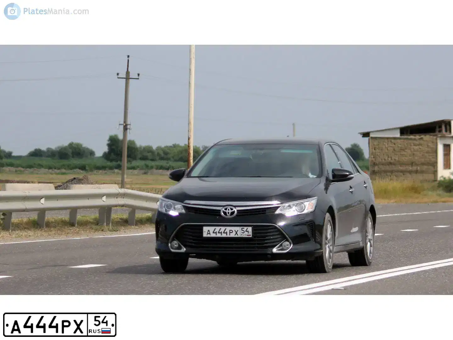 Фото автомобиля TOYOTA CAMRY, 2016 — госномер А444РХ54. Цвет: ЧЕРНЫЙ МЕТАЛЛИК