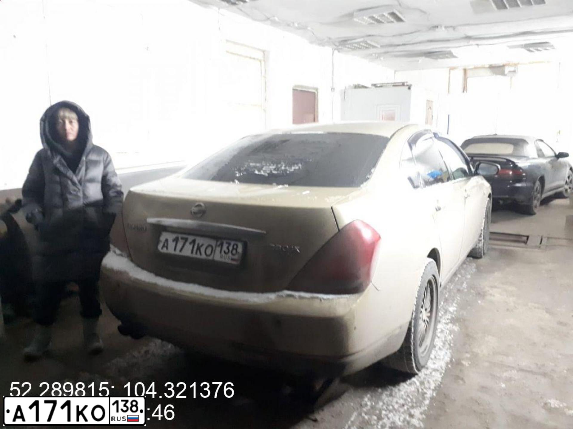 Фото автомобиля NISSAN TEANA, 2003 — госномер А171КО138. Цвет: ЗОЛОТИСТЫЙ