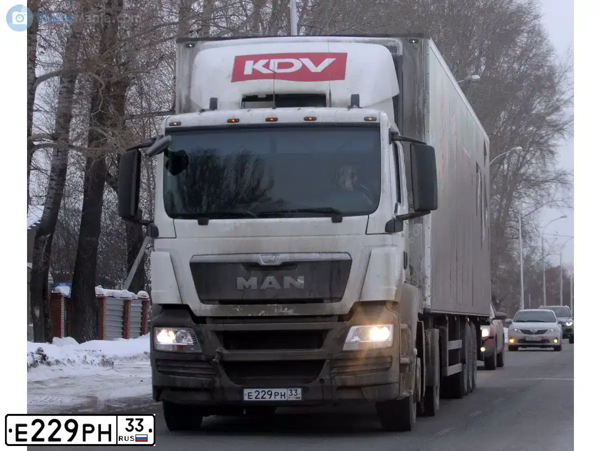 Фото автомобиля MAN TGS 19.XXX /4X2/, 2015 — госномер Е229РН33. Цвет: Белый
