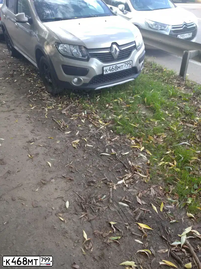 Фото автомобиля RENAULT SANDERO, 2016 — госномер М579СМ777. Цвет: БЕЖЕВЫЙ