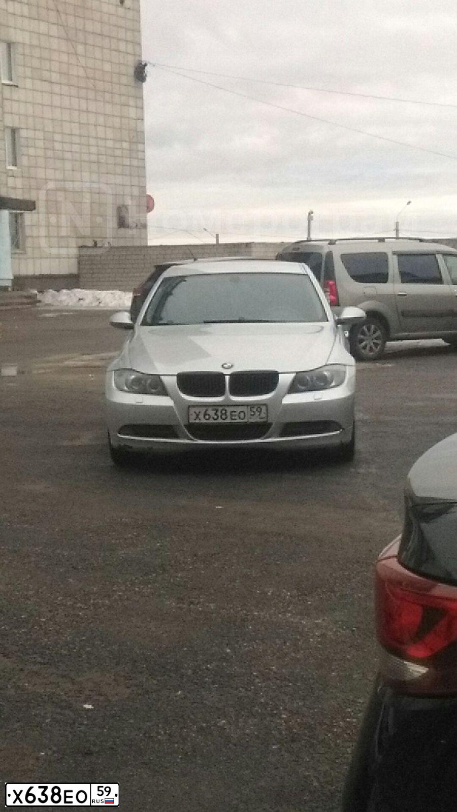 Фото автомобиля BMW SERIE 3, 2008 — госномер Х638ЕО59. Цвет: Серебристый