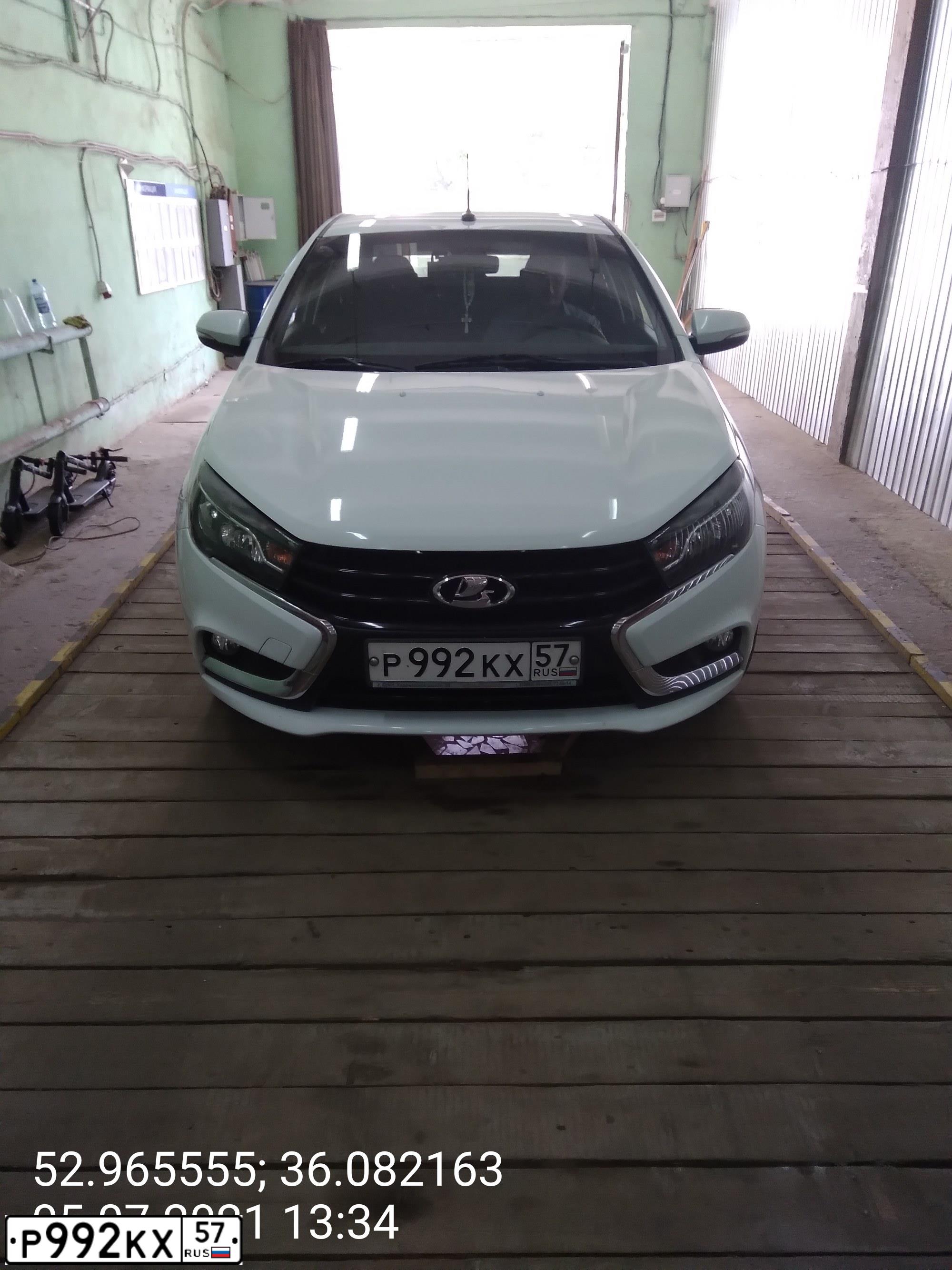 Фото автомобиля LADA VESTA, 2016 — госномер Р992КХ57. Цвет: Белый