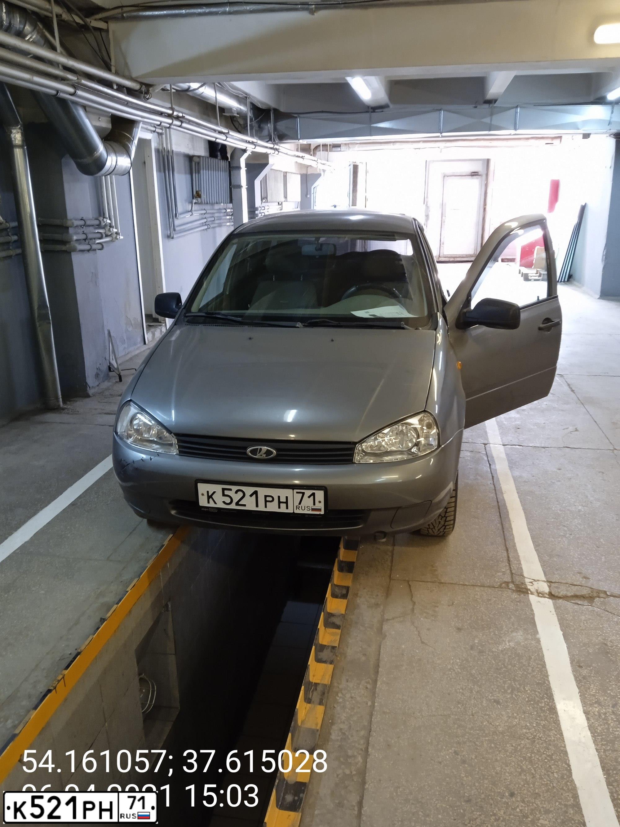 Фото автомобиля LADA 1117 KALINA, 2010 — госномер О391ЕО71. Цвет: Темно-серый металлик