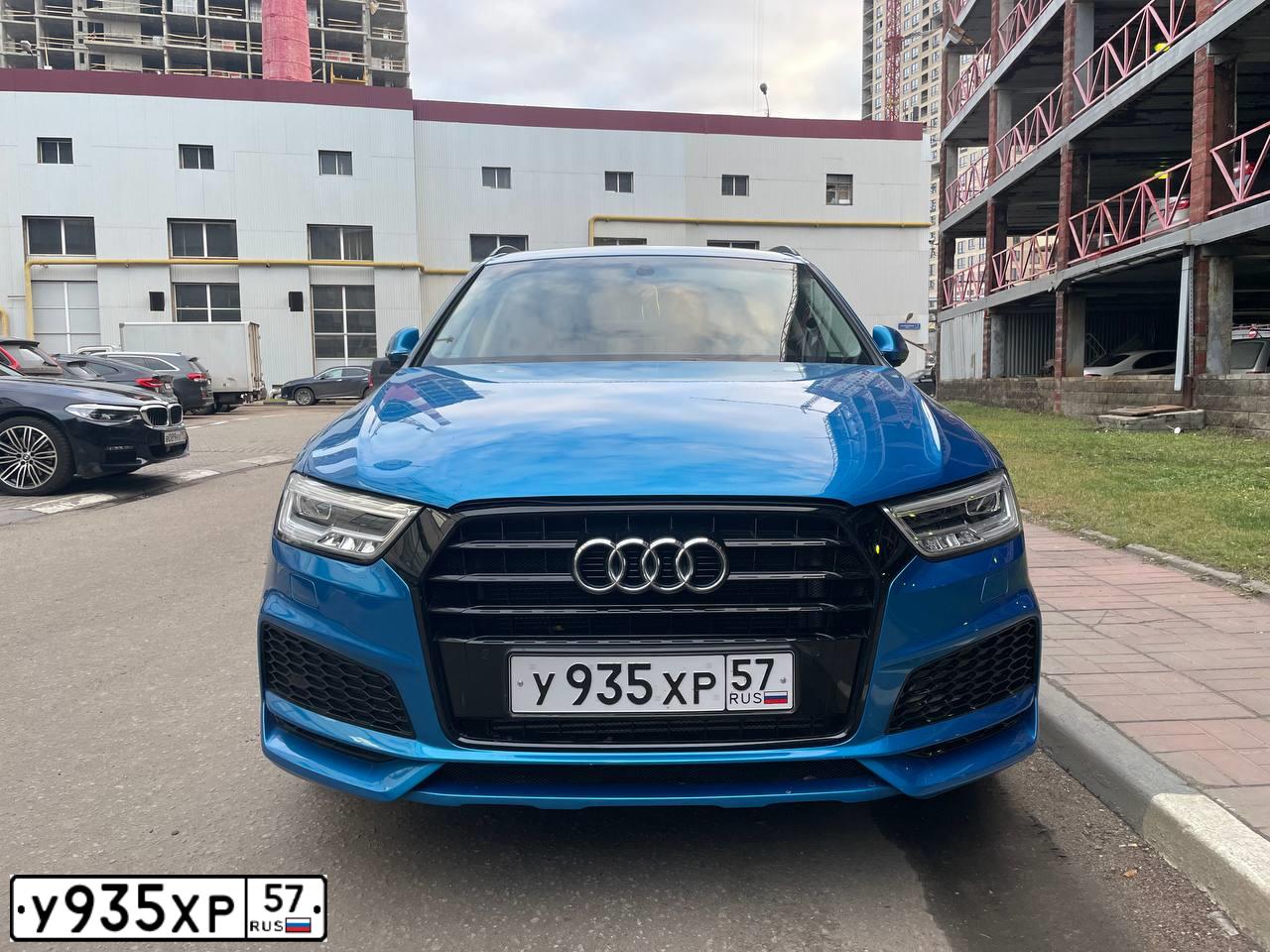 Фото автомобиля AUDI Q3, 2017 — госномер В755ЕХ252. Цвет: синий