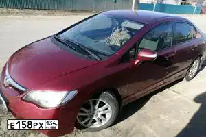 Фото автомобиля HONDA CIVIC, 2008 — госномер Е158РХ134. Цвет: ТЕМНО - КРАСНЫЙ