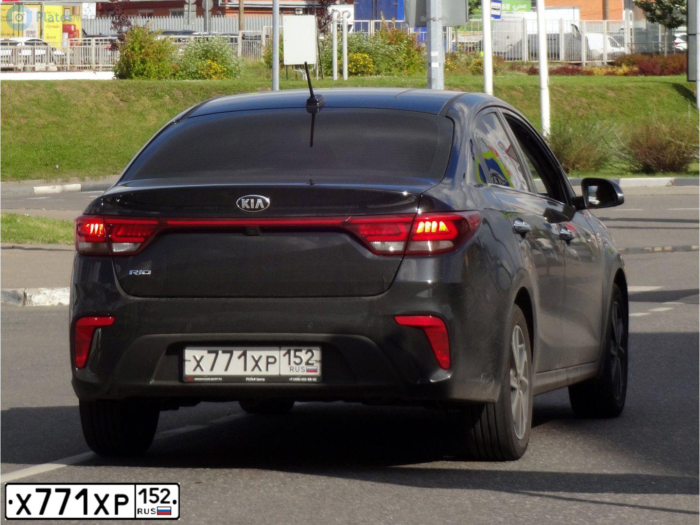 Фото автомобиля KIA RIO, 2019 — госномер Х771ХР152. Цвет: ЧЕРНЫЙ