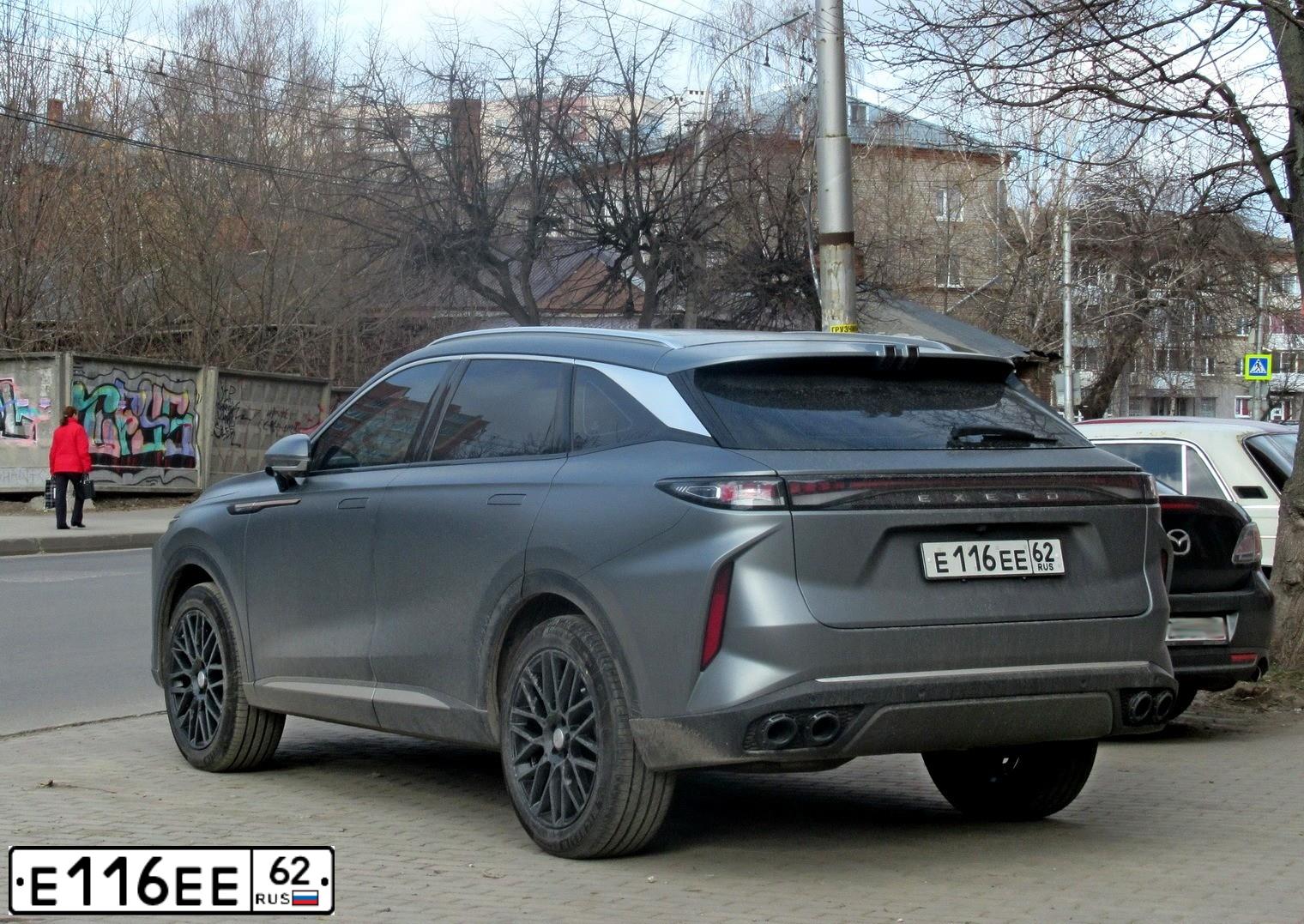 Фото автомобиля EXEED RX, 2023 — госномер Е116ЕЕ62. Цвет: СЕРЫЙ