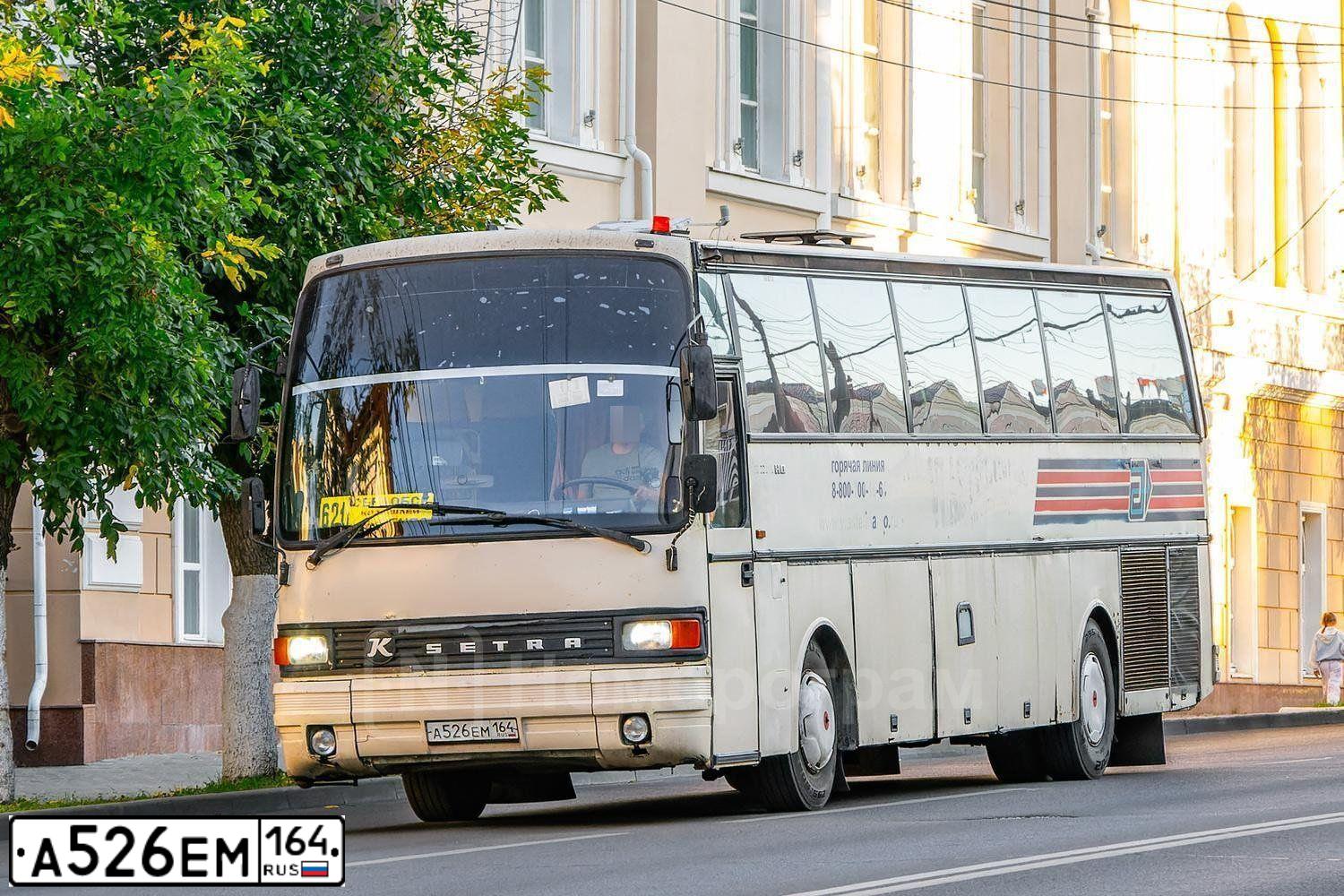 Фото автомобиля SETRA S 215, 1986 — госномер А526ЕМ164. Цвет: БЕЛЫЙ
