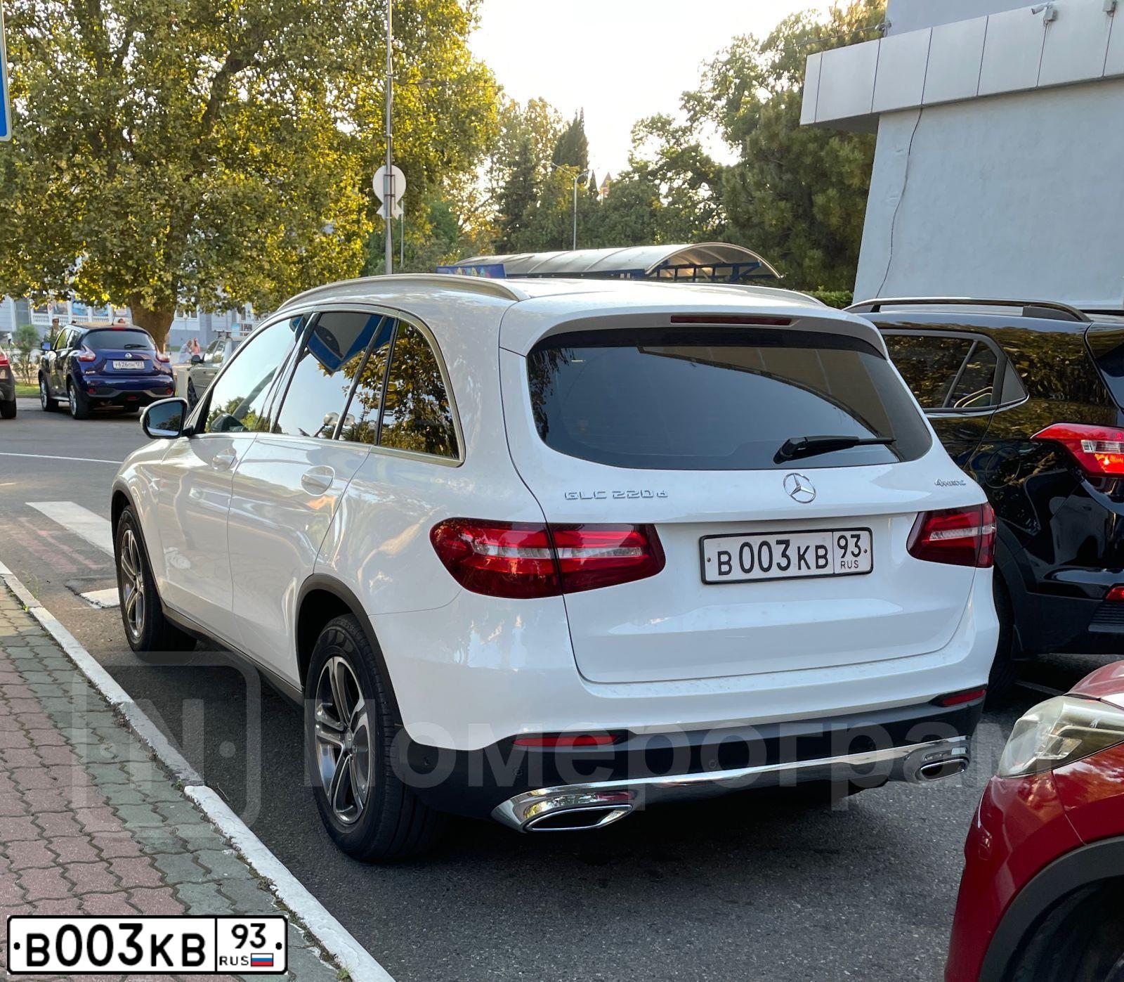 Фото автомобиля MERCEDES GLC-KLASSE, 2016 — госномер У023ХС193. Цвет: Белый