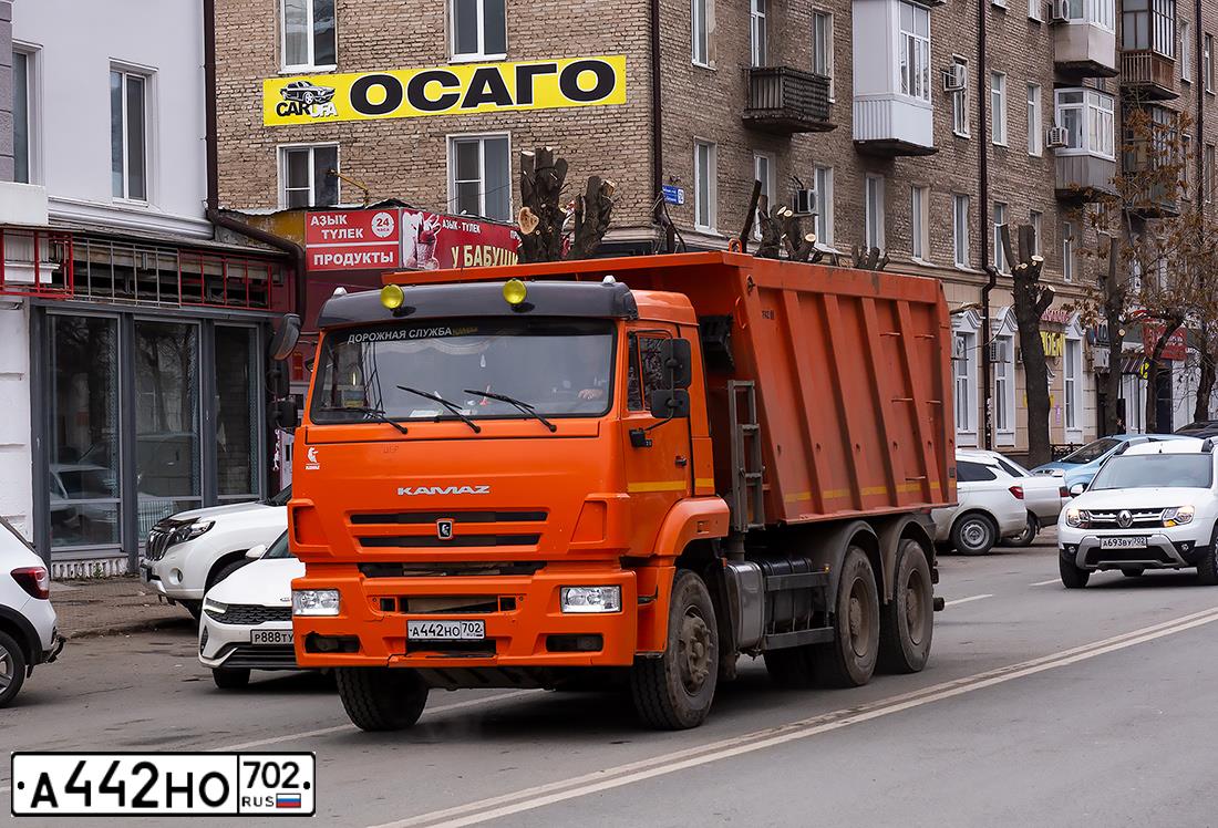 Фото автомобиля KAMAZ 6520, 2020 — госномер А442НО702. Цвет: ОРАНЖЕВЫЙ