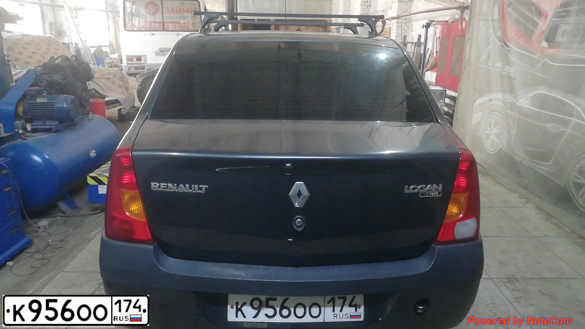 Фото автомобиля RENAULT LOGAN, 2008 — госномер К956ОО174. Цвет: СЕРЫЙ