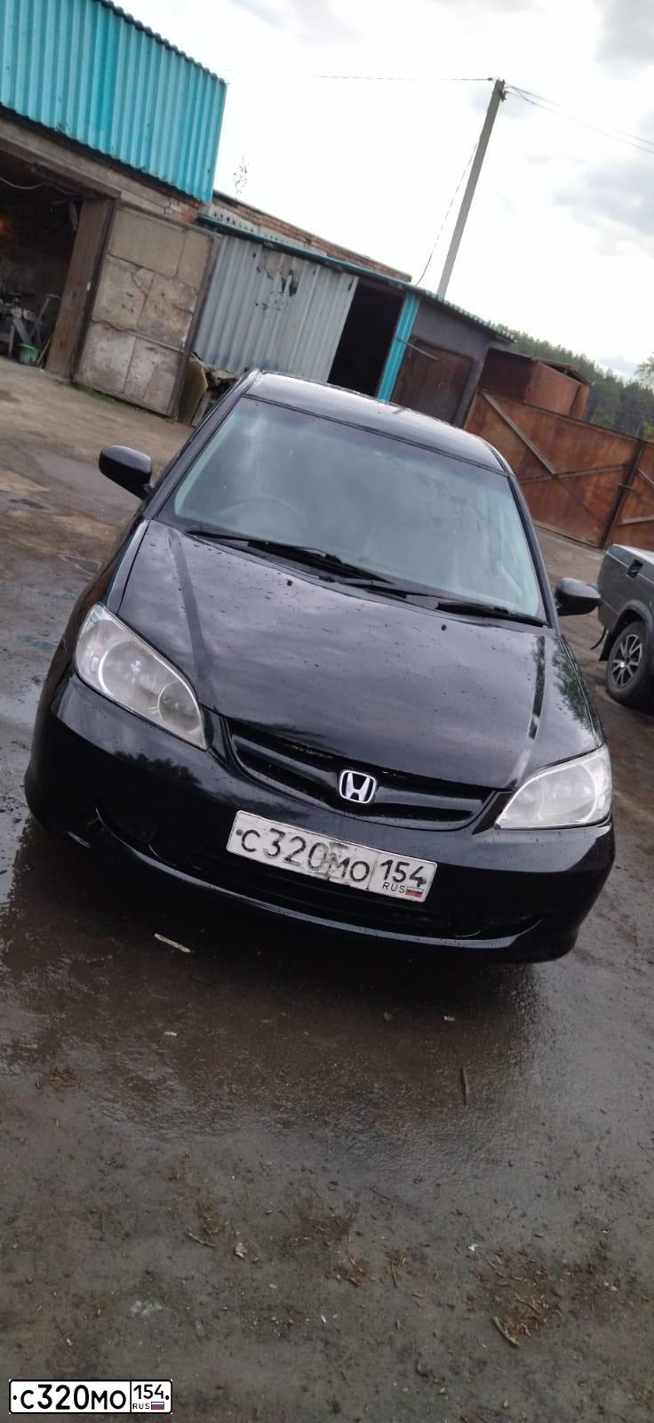 Фото автомобиля HONDA CIVIC, 2004 — госномер О684РУ154. Цвет: ЧЕРНЫЙ