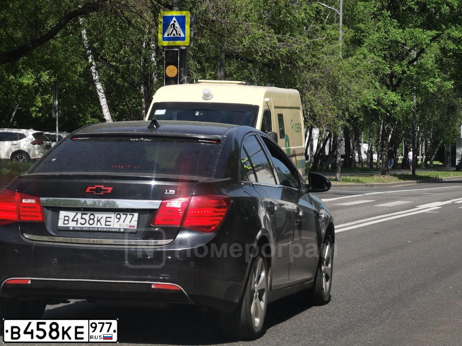 Фото автомобиля CHEVROLET CRUZE, 2011 — госномер В458КЕ977. Цвет: ЧЕРНЫЙ