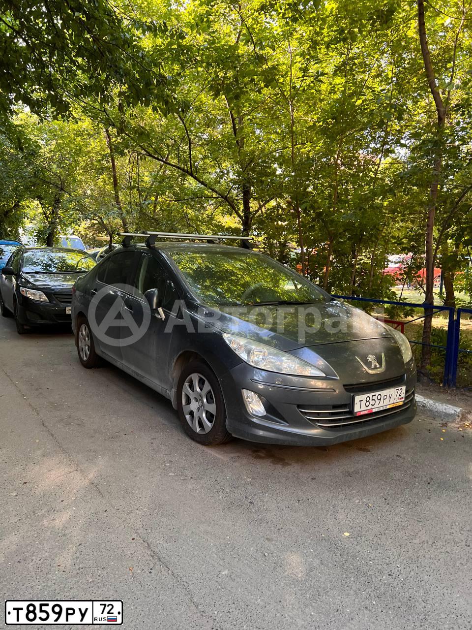 Фото автомобиля PEUGEOT 408, 2013 — госномер Т859РУ72. Цвет: СЕРЫЙ