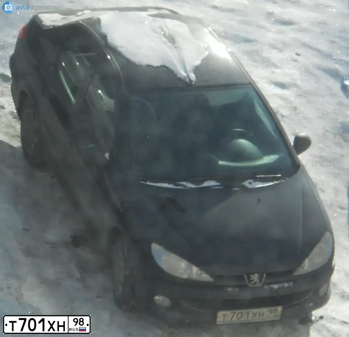 Фото автомобиля PEUGEOT 206, 2008 — госномер Т701ХН98. Цвет: ЧЕРНЫЙ
