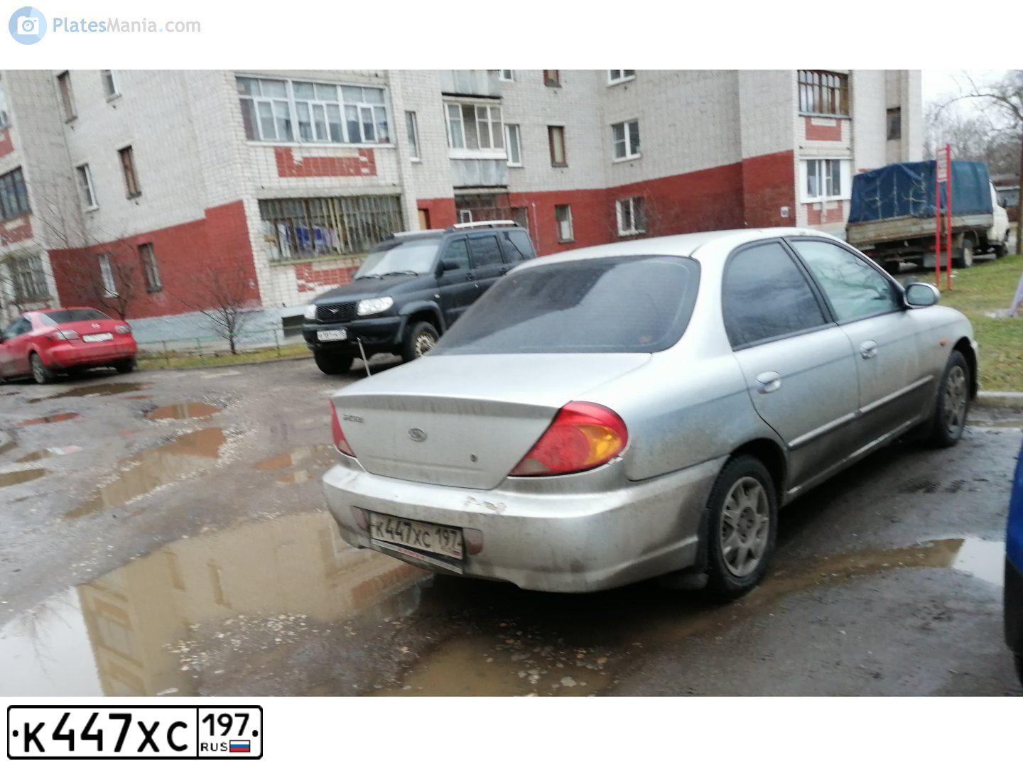 Фото автомобиля KIA SPECTRA, 2006 — госномер К447ХС197. Цвет: АЛМАЗНОЕ-СЕРЕБРО