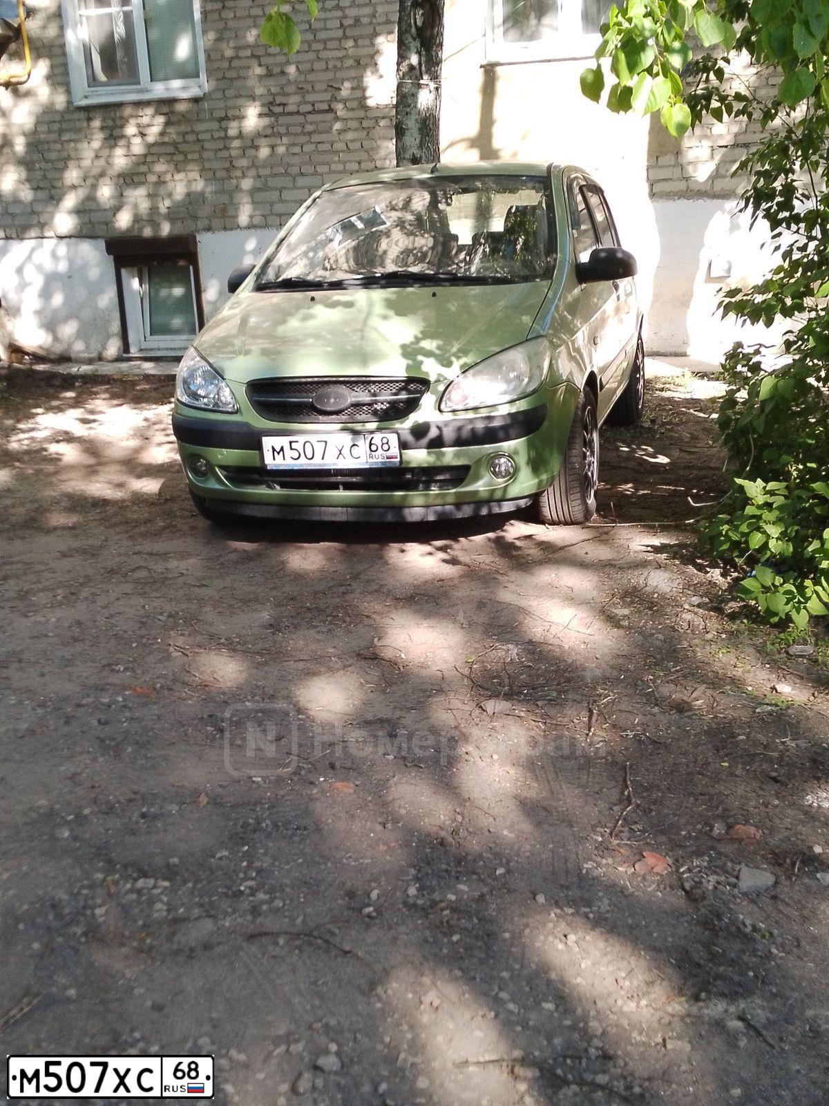 Фото автомобиля HYUNDAI GETZ, 2007 — госномер М507ХС68. Цвет: СВЕТЛО-ЗЕЛЕНЫЙ