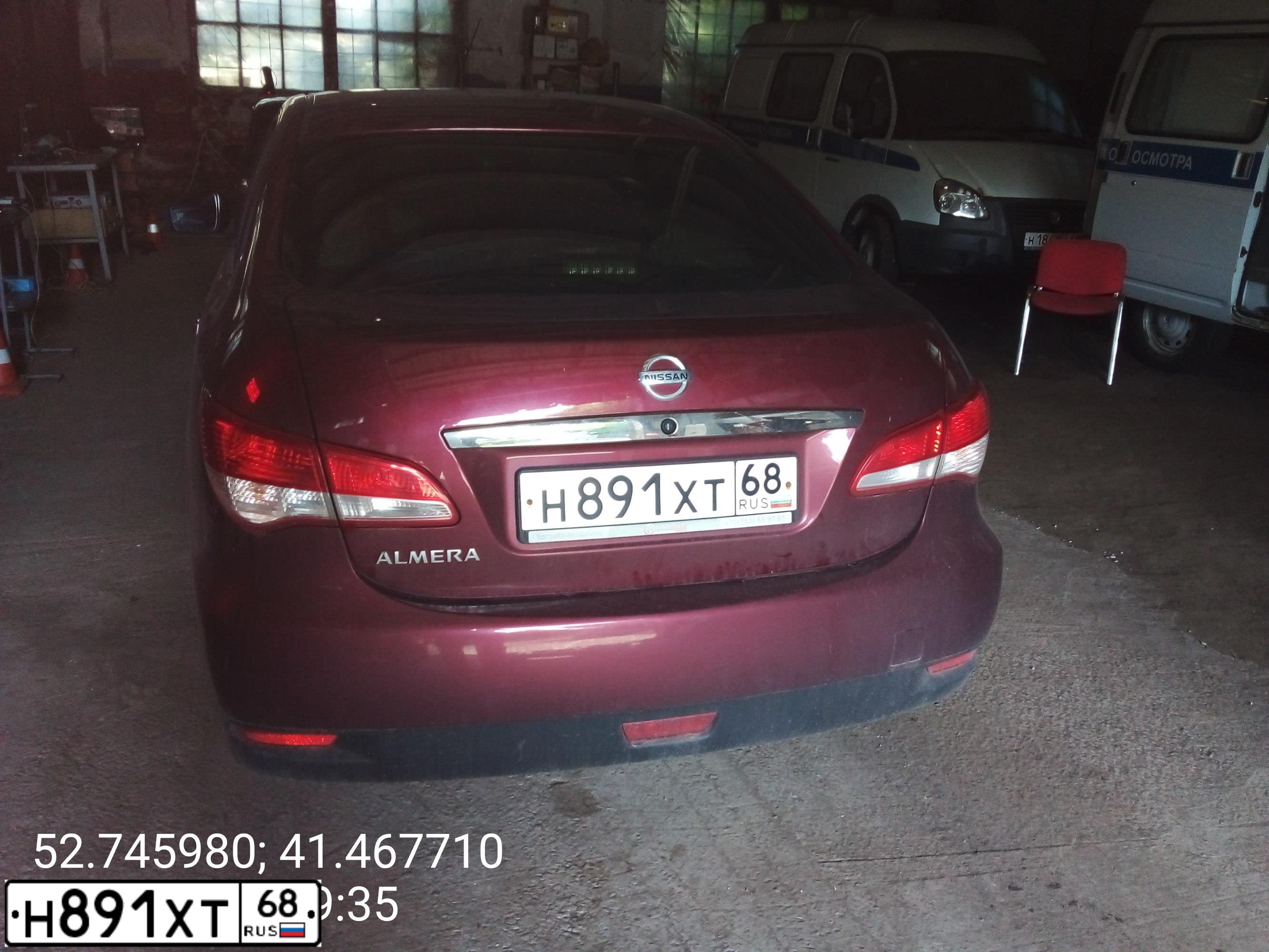 Фото автомобиля NISSAN ALMERA /AVTOVAZ/, 2015 — госномер Р965ЕО68. Цвет: КРАСНЫЙ