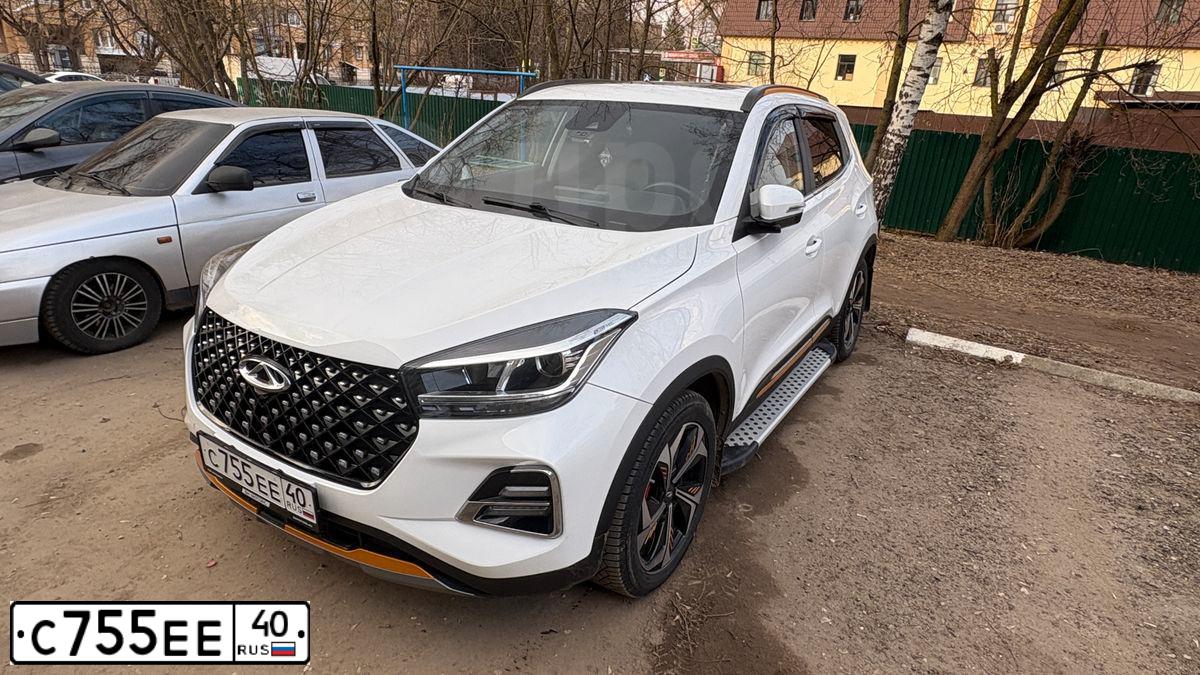 Фото автомобиля CHERY TIGGO4 PRO, 2022 — госномер С755ЕЕ40. Цвет: Белый