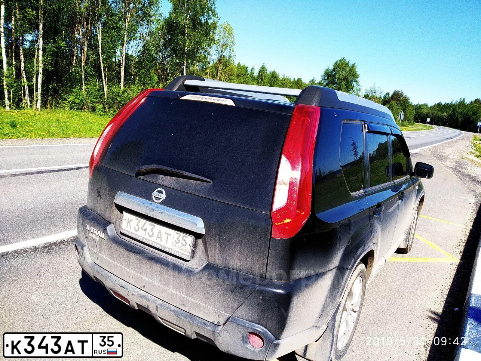 Фото автомобиля NISSAN X-TRAIL, 2008 — госномер К343АТ35. Цвет: ЧЕРНЫЙ
