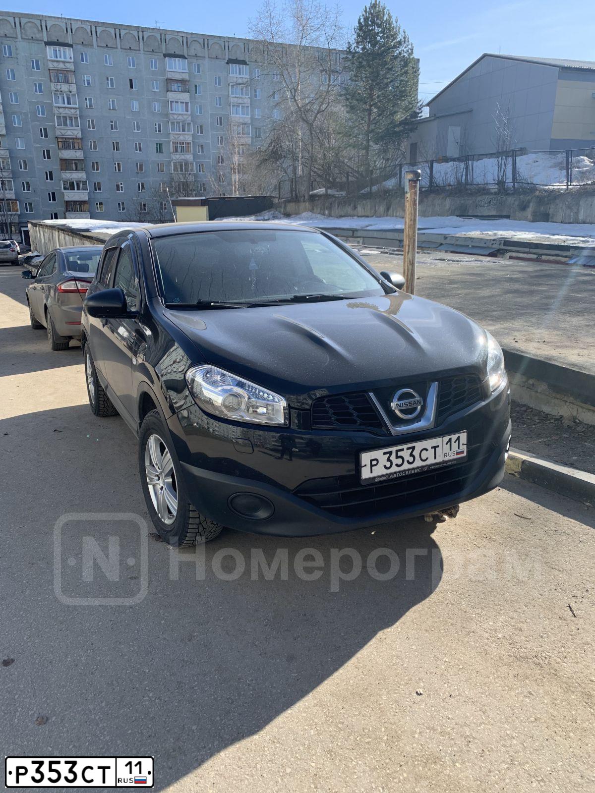 Фото автомобиля NISSAN QASHQAI, 2012 — госномер Р353СТ11. Цвет: ЧЕРНЫЙ